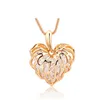 New Gold Women Long Necklace Hollow Leaves Love Zircon Sweater Chain Pendant #R571