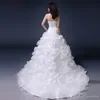 Luxury Mermaid Wedding Dresses Sweetheart Strapless Ruffles Organza Court Train Tiered Lace-up Bridal Gown vestido de novia