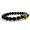 SN0629 Gouden Leeuw Hoofd Armband Mannen Fancy 2016 Lava Rock Stone Beaded Armband Gouden Sieraden Natuursteen Armband