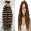 Brasiliansk Kinky Curly Hair U Tips Hårförlängningar 100g 100s # 6 Medium Brown Pre Bonded Hair Extensions