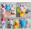 200 SZTUK DHL Fedex Ems Animal Finger Puppets Dzieci Baby Cute Play Storytime Velvet Plush Toys (Assorted Animals)