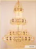 Nowoczesne kryształowe żyrandole złote kryształowe światła żyrandola opraw długie lampy LED Hotel Lobby luksus lśniący willa dom wewnętrzny