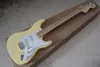 Custom Big Headstock ST Yellow Cream Yngwie Malmsteen Touche en érable festonné 6 cordes Guitare électrique guitarra Drop Shipping