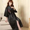 H Womens Sexy Silk Pamas Plum Kimono Robe Long Bridesmaid Robes Bathrobe Dressing Gown Lingerie Sleepwear Nightrowns Summigee Free