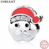 Inbeaut Ny 925 Ren Silver Christmas Charms För Kvinnor Armband Banglar Santa Claus Charm Cute Dog Bead Pittera Pandora Armband