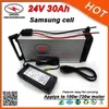 Zasilanie bezpieczeństwa Linia tylna Rack E-Bike 24V 30AH LI Ion Battery Pack 700W Electric Rower Bateria Uzużywalnia w 18650 Samsung Cell