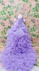 Robes Purple High Flower Girl Robes pour les mariages Ruffles Big Bow Jewel First Communion Robe Kids Formel Wear Girls Pagean