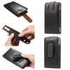 Hip Flip Holster Vertica Clip äkta universal Buckle Coat Real Leather Case för iPhone 15 14 Pro Max 13 12 11 XR 7 5 Galaxy S23 S22 S21 Notera 20 360 Belt Men Business Pouch
