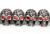 Högkvalitativ personlighet Vintage Titanium Steel Skull Ruby Chains Armband Armbands Brace Lace Mens Punk Smycken
