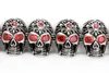 Wysokiej jakości osobowość Vintage Titanium Steel Skull Ruby Łańcuchy Bransoletka Nadgarstki Brace Koronki Męskie Punk Biżuteria