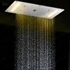 15 '' x27 ''シャワーパネルマルチ機能ステンレス鋼LED降雨シャワーセットマッサージシステム蛇口ポーランド浴槽列5つの方法混合バルブ
