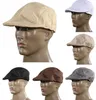 Brand new Donna Uomo Retro Cap Berretto con visiera Moda Lino Cotone Francese Strillone Visiera Golf Driving Flat Cabbie Artist Hat regalo di natale 7 colori