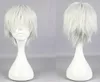 Anime Grim Tokyo Ghoul Cosplay Wig Guru Ken Kane Silver White Short Straight Fibre hair Wig Hair Hairpiece party halloween COS Costume props