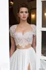 2021 White Wedding Dresses Riki Dalal 2 Pieces with Cap Sleeves Crystal Beads Split Long Chiffon Bohemian Beach Bridal Gowns