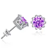 925 boucles d'oreilles en argent Round Purple Earge Rhingestone Bijoux Sliver Color Boucles d'oreilles Stud pour femmes bijoux de mode BRINCOS 20174864216