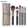 Free Shipping Docolor Make Up Brushes 6pcs/Set High Quality with Leather Case Powder Foundation Eyeshadow Eyebrow Lip Brushes