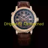 Orologio Luxury Carved Case Two Time Zone Moon Phase Quartz Orologi da uomo Duplex .5004R 5146R-001 5216R-001 cinturino in pelle Batteria orologio da polso