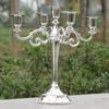 Gümüş metal mum tutucu 5 kollu mum standı 27 cm uzunluğunda düğün etkinliği Candelabra mum stick318n