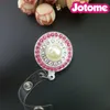 New Arrival Multicolor Rhinestone With Big Pearl Round Retractable Badge Reel Plastic ID Card Holder For Nurse Accessories