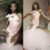 Rumieniec Różowy Mermaid Prom Dresses Południowoafrykański Jeden Ramię Suknie Wieczorowe Koronkowe Aplikacje Tulle Sweep Pociąg Formalna Party Dress Custom