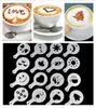 16 stks / set Koffie Machine Koffie Tool Mold Cafe Art Barista Stencils Template Strew Pad Duster Spray Print Mold Coffees Health Tools