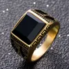 2018 Brand New Simple style Black Zircon Mens Stainless Steel Gold Ring Finger Rings fast 6455828