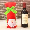 Julvinflaskväska Dinner Party Decoration Bowknot Red Deer Christmas Tree Santa Claus Bottle Cover Bag Christmas3391354