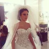 Haute qualité sweetheart balayage train robe de bal scintillant cristal princesse robes de mariée