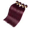 Brasilianische Burgunderrote Haarverlängerungen der Güteklasse 9A #99J Weinrot, 3 Bündel, brasilianisches, seidig glattes, burgunderrotes Echthaar, DHL-frei