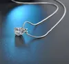 YHAMNI luxe grand 8mm 2 Ct CZ Diamant pendentif collier mode Diamant étincelant collier en argent massif bijoux pour femmes XF1831174778