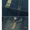 Mode Men Hip Hop Streetwear Tonåringar Denim Jacket Mens Outdoor Dance Slim Fit Distressed Biker Vintage Coat Ripped Outerwear