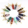 Bulk Charms bullet Vrouwen Sieraden Goedkope Opaal Jade Natuursteen Hanger Glas Hars Quartz Healing Kristallen Lange Gouden Ketting Choker Kettingen