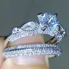 Victoria Wieck Prachtige Luxe Sieraden Ronde Cut 925 Sterling Zilver Gesimuleerde Diamant Bruiloft Engagement Vinger Dames Ring Set Maat 5-11