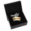 Set di denti Hip Hop placcati in argento placcato oro 14 carati Grillz Top Bottom Grill per uomo * NUOVA ALTA QUALITÀ !!