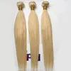 7A Светлый цвет 613 Бразильский Straight Virgin Hair Extensions Связки Deal Platium Blonde человеческих волос Weave Объемная волна # 613 Deep Wave