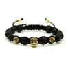 10pcs/lot 8mm Natural Matte Agate Stone Black Cz Heart Skull Braided European American Weaving Mens Bracelets