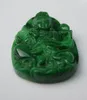 Manual sculpture foot green jade guanyin bodhisattva. Talisman necklace pendant