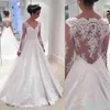 Vintage Tailor Made Wedding Dresses Scoop Long Sheer Sleeve Wedding Gowns Sheer Back With Applique Sweep Train Custom Made Bridal Dress