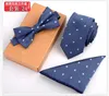 Neckties bow tie Handkerchief Three sets with Box packaging 27 colors stripe NeckTie For Men's Father's day Christmas gifts Free TNT Fedex