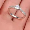 Bague de mariage en cristal pour femmes, couleur argent Noble, Style coréen, mignon, vente en gros, cadeau de fête de noël