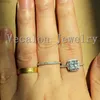 Vecalon 2016 クッション カット 3ct 模擬ダイヤモンド Cz 結婚指輪セット女性用 10KT ホワイトゴールド充填婚約ブライダル セット