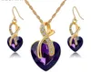 Gold Plated Jewelry Sets For Women Crystal Heart Necklace Earrings Jewellery Set Bridal Wedding Accessories 2016 HJIA849