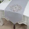 Lengthen Embroidery Happy Table Runner High Quality Cotton Linen Modern Simple Table Cloth China style Dining Table Pads Placemat 230x33 cm