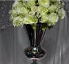 Grand support de fleur de pilier de mariage argenté, pièces maîtresses de vase pour la décoration d'allée
