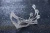 Popüler Güzel Lady Girls Çiçek Yakası Rhinestone Crystal Gümüş Kaplama Fox Maske Broş Pimi Hediye Bütün 12 PCS244T