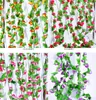 2.3m 7.5ft Artificial Rose Flower Ivy Vine Leaf Garland Romantic Wedding Party Home Decor Christmas indoor outdoor decorations props rattan