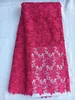 Gorgeous fuchsia cord lace embroidery african guipure lace with flower water soluble lace fabric for party dressing QW18-2