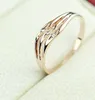 Rhinestones Wave Ring For Women Rose Gold Color Silver Color Korean Style Lovely Girl Gift Party Fashion Design