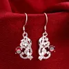 fashion women's gemstone 925 silver plate earring 10 pairs a lot mixed style,plated sterling silver Dangle Chandelier earrings EMP8