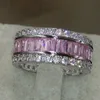 Victoria Wieck Gioielli di lusso Full Princess Cut Pink Sapphire 925 Sterling Sterling Solil Simulato Diamond Gemstones Wedding Band Ring Ring SI262E